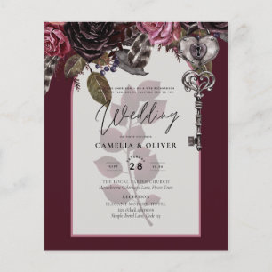 Flyer Boda floral de vino de Borgoña otoño INVITE invier