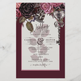 Flyer Boda floral de vino de Borgoña otoño INVITE invier