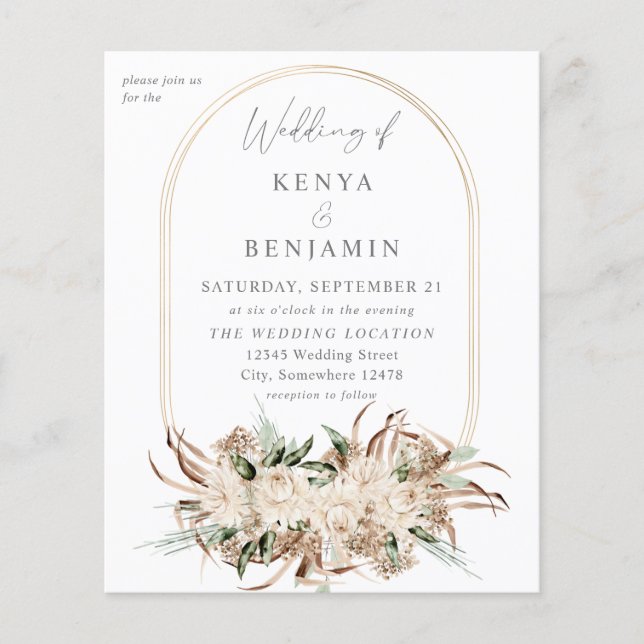 Flyer Boda floral del Boho Beige 3 (Frente)
