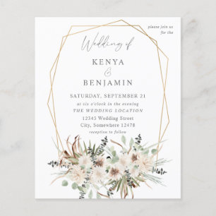 Flyer Boda floral del Boho presupuestario Eucalyptus y B