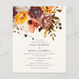 Flyer Boda floral del Naranja de ciruelas rusticas de ot