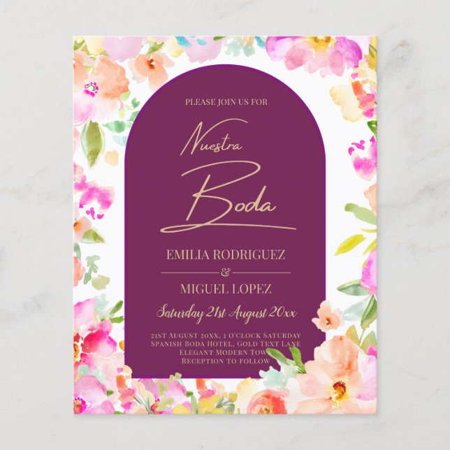 Flyer Boda floral magenta (Frente)