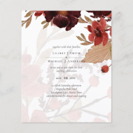 Flyer Boda Floral Naranja Borgoña Presupuesto Otoño