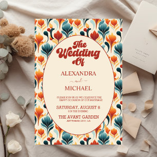 Flyer Boda Floral Retro Groovy de los 70 con Presupuesto