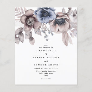 Flyer Boda floral romántico elegante acuarela de presupu