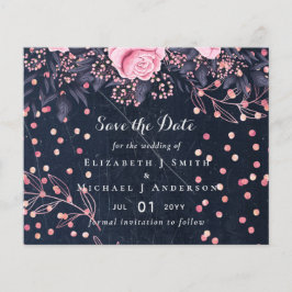 Flyer Boda floral rosa LeahG Denim Blue Rosegold