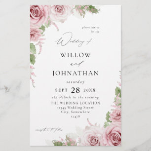 Flyer Boda floral rosa Rubor de presupuesto