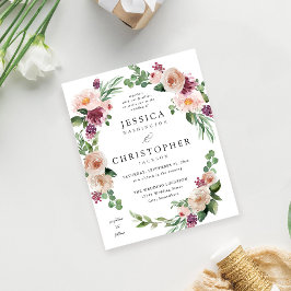 Flyer Boda floral rosa y champagne de presupuesto 2