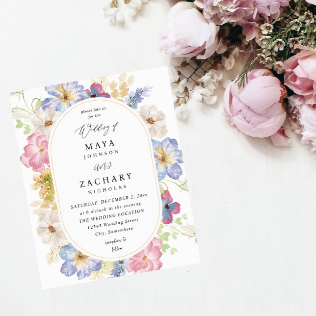 Flyer Boda floral rosa y morado (Subido por el creador)