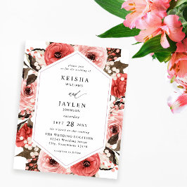 Flyer Boda floral rosa y rosa rojo 2