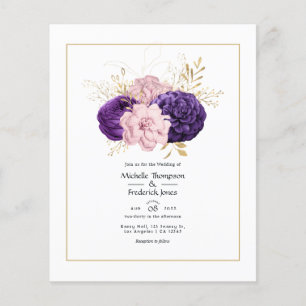 Flyer Boda floral rosa y violeta