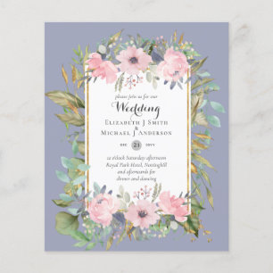Flyer Boda floral rosada rosa Rubor de bajo precio