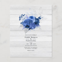 Boda floral rústica real azul y plata