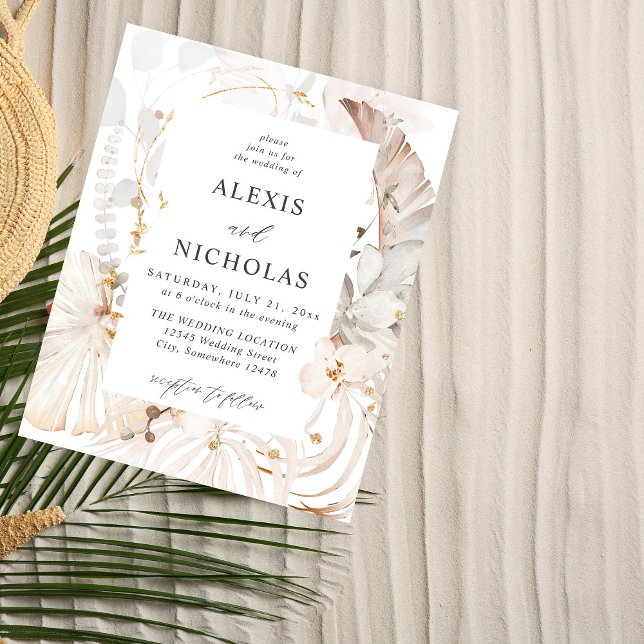 Flyer Boda floral tropical beige de Boho Beach (Subido por el creador)