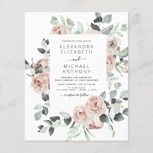 Flyer Boda floral verde esmeralda