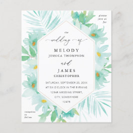 Flyer Boda floral verde menta presupuesto