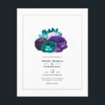 Flyer Boda floral violeta y turquesa rusa<br><div class="desc">Invitación a una boda floral violeta y turquesa (verde azulada) con acentos de personalizable morado a los detalles de tu evento. Los sobres no están incluidos. Para obtener invitaciones más gruesas con sobres incluidos y productos coincidentes sobre el mismo tema,  consulte la colección que aparece a continuación.</div>