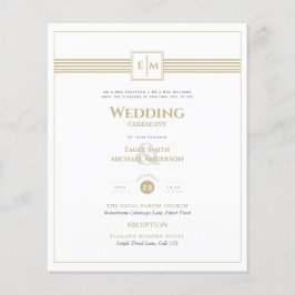 Flyer Boda formal clásico Monograma Invitación de oro bl