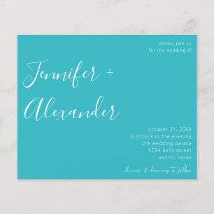 Flyer Boda fotográfico de caligrafía azul turquesa de pr