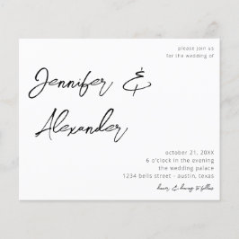 Flyer Boda fotográfico de caligrafía blanca de presupues