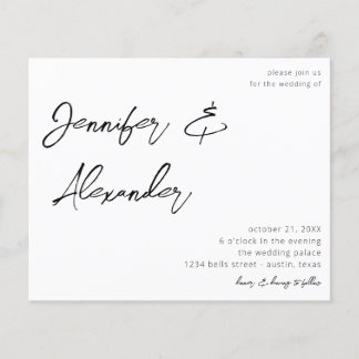 Flyer Boda fotográfico de caligrafía blanca de presupues