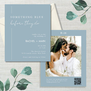 Flyer Boda fotográfico de código Qr azul y agitado de pr