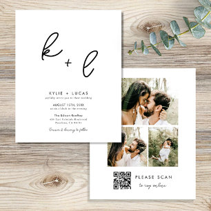 Flyer Boda fotográfico de código Qr Minimalista de presu