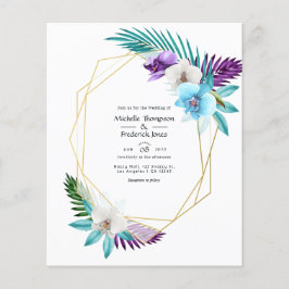 Flyer Boda geométrica de orquídeas tropicales en acuarel