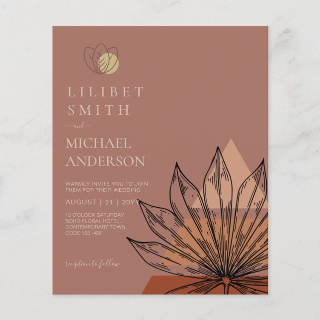 Flyer Boda geométrica escandinava abstracta Japandi (Frente)