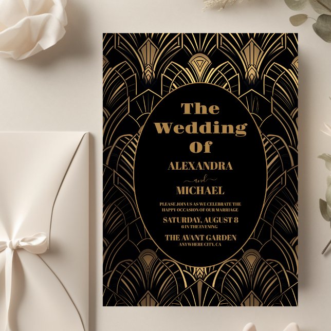 Flyer Boda Geométrico de Art Deco de Presupuesto (Subido por el creador)