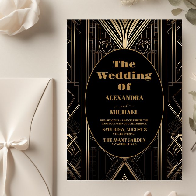 Flyer Boda Geométrico de Art Deco de Presupuesto (Subido por el creador)
