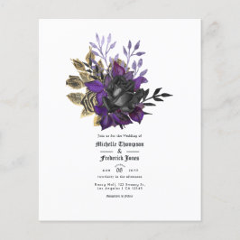 Flyer Boda gótico floral Black Purple Gold