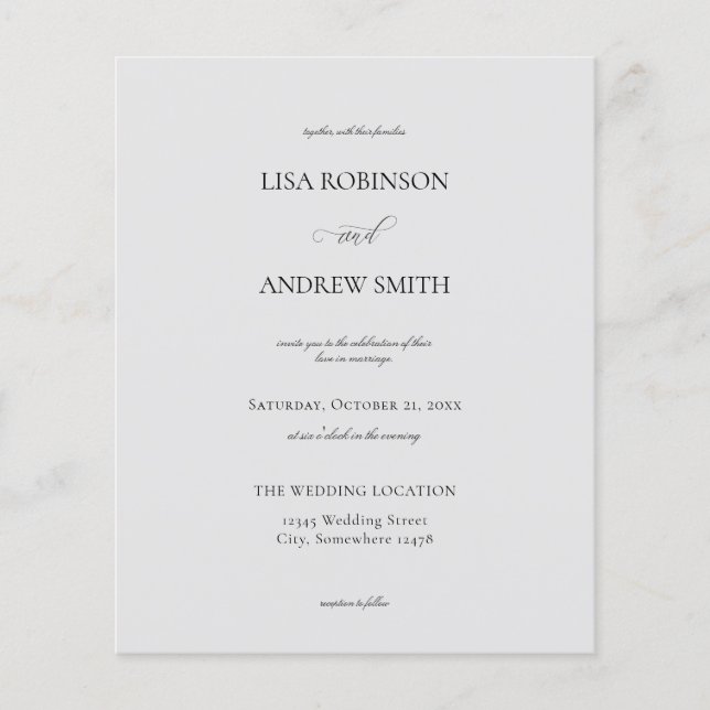 Flyer Boda gris de presupuesto (Frente)