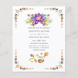 Flyer Boda indio Trendy Floral Paisley