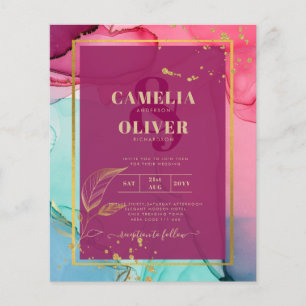 Flyer Boda Intensa PINK Turquesa ORO Tinta de Alcohol