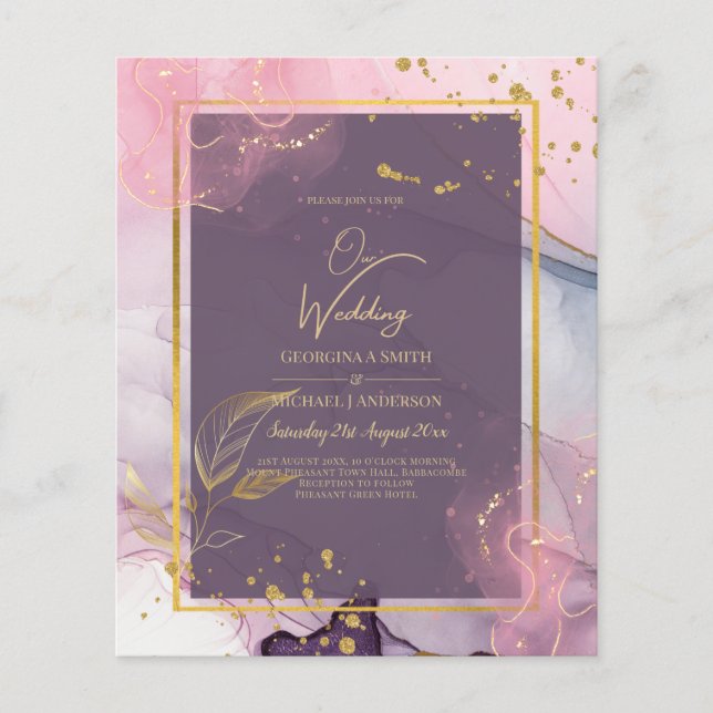 Flyer Boda LeahG® Lavender INK Mauve Purple Gold (Frente)