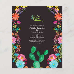 Flyer Boda Mexicana Fiesta Floral Acuarela Colorida