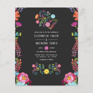 Flyer Boda Mexicana Fiesta Floral Acuarela Colorida
