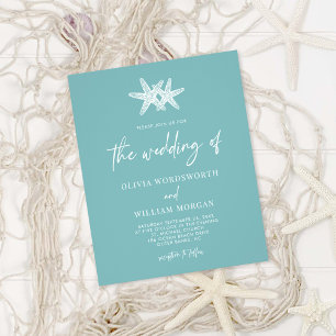 Flyer Boda moderno de la estrella del pez azul de vidrio