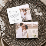 Flyer Boda Moderno Minimalista Tarjetas de agradecimient<br><div class="desc">Boda de presupuesto Gracias Tarjetas que tienen una foto en el frente y en la parte de atrás. Las tarjetas de agradecimiento contienen una moderna tipografía de escritura cursiva con letras a mano que son elegantes,  simples y modernas para usar después de la celebración del día de la boda.</div>