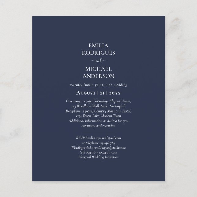 Flyer BODA monocromo azul de la Marina de Presupuestos (Frente)