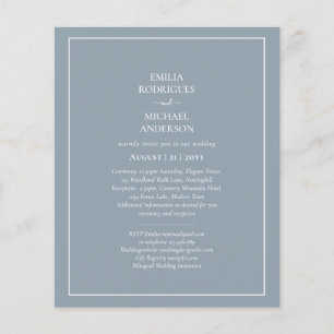Flyer Boda monocromo azul turbio del presupuesto bilingü