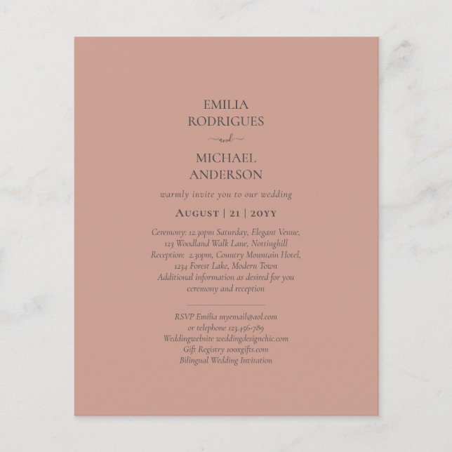 Flyer BODA Monocromo de Terracota ligera para PRESUPUEST (Frente)