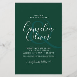 Flyer BODA Monocromo Verde Esmeralda Presupuestario