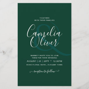 Flyer BODA Monocromo Verde Esmeralda Presupuestario