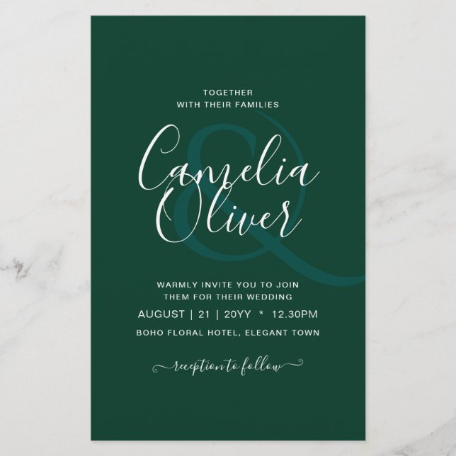 Flyer BODA Monocromo Verde Esmeralda Presupuestario (Frente)
