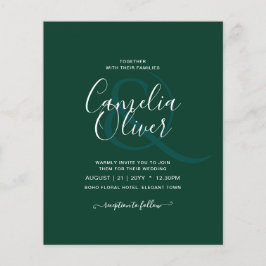 Flyer BODA Monocromo Verde Esmeralda Presupuestario