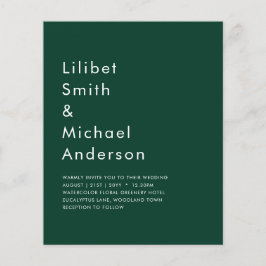 Flyer BODA Monocromo Verde Esmeralda Presupuestario