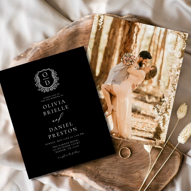 Flyer Boda Monograma Escudo floral formal de presupuesto (Subido por el creador)