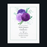 Flyer Boda morado floral<br><div class="desc">Invitación a una boda floral acuarela con acentos de personalizable morado,  lila y ultravioleta según sus especificaciones. Los sobres no están incluidos. Para obtener invitaciones más gruesas con sobres incluidos y productos coincidentes sobre el mismo tema,  consulte la colección que aparece a continuación.</div>